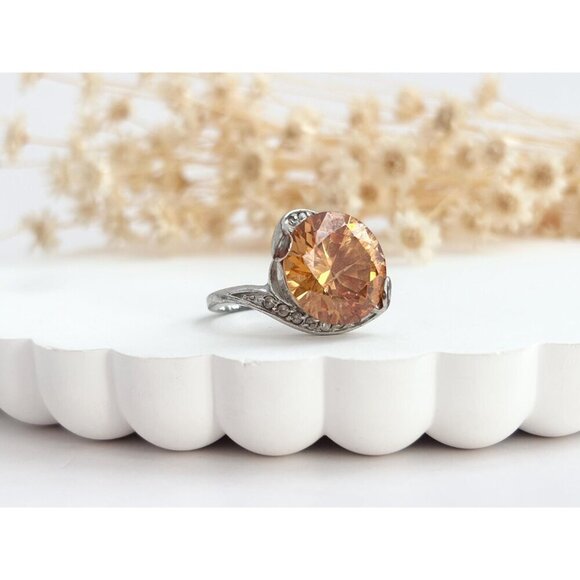 Bypass Shank 18k HGE Electroplated Gold Multi Gemstone Vintage Ring - sz 8.75 - Picture 6 of 10